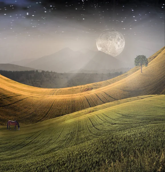 Paesaggio Tranquillo Con Montagna Rendering — Foto Stock