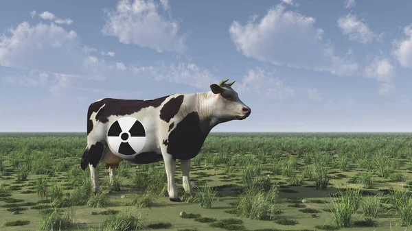 Render Cow Radiation Sign — Stock Photo, Image