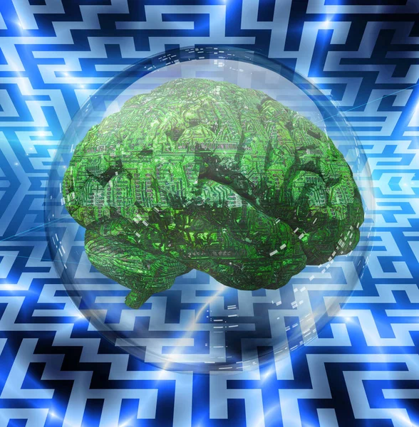 3D人脑 计算机图形学图解 — 图库照片