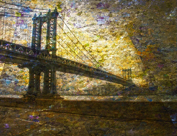 Manhattan Bridge Abstract Art Rendering — Stock Photo, Image