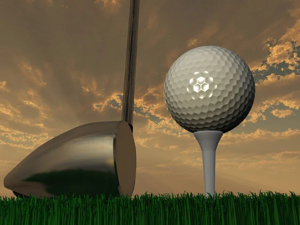 Sunset Sunrise Golf Rendering — Stockfoto