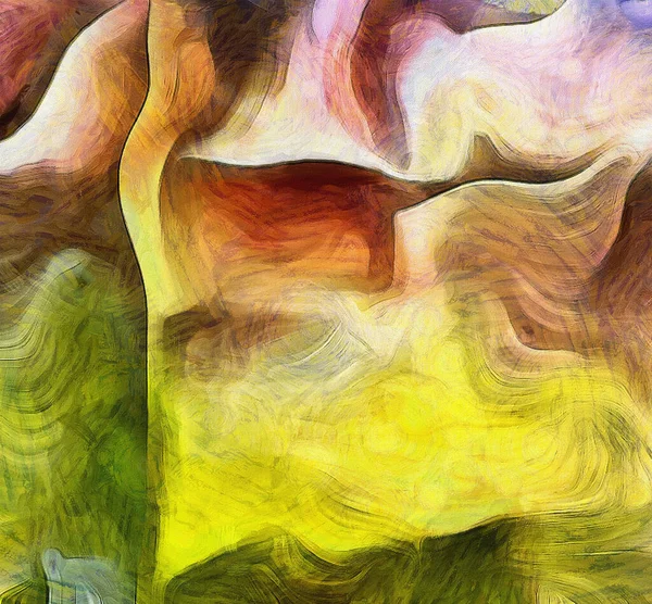 Abstracte Schilderkunst Gedempte Kleuren Vloeiende Lijnen — Stockfoto