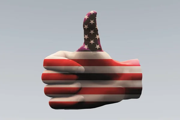 美国拇指向上手签 3D渲染 — 图库照片