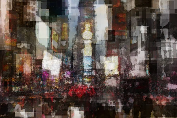 Times Square Surreal Painting Rendering — Stock Photo, Image