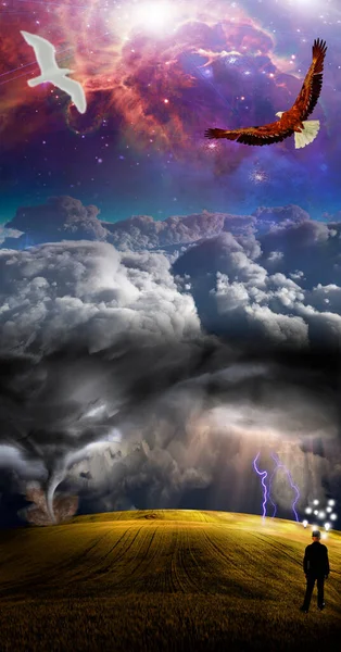 嵐と風景 3Dレンダリング — ストック写真