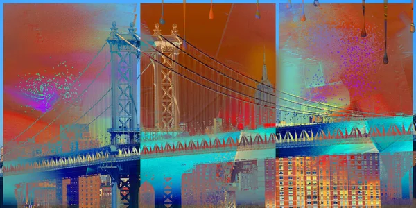 Manhattan Bridge Paesaggio Pittorico — Foto Stock