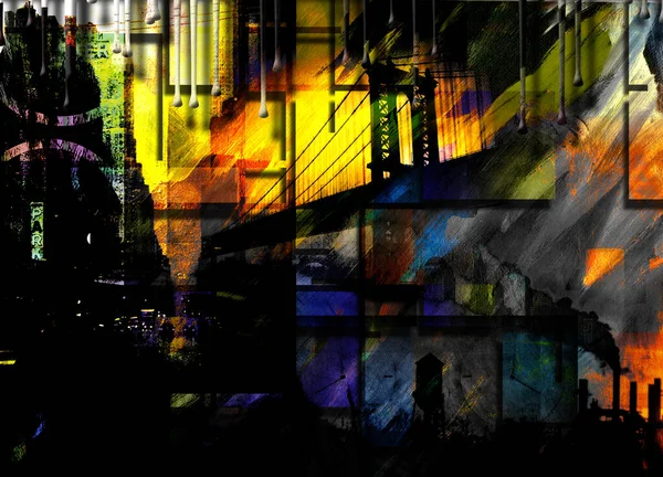 City Industrial Abstract Rendering — Fotografia de Stock