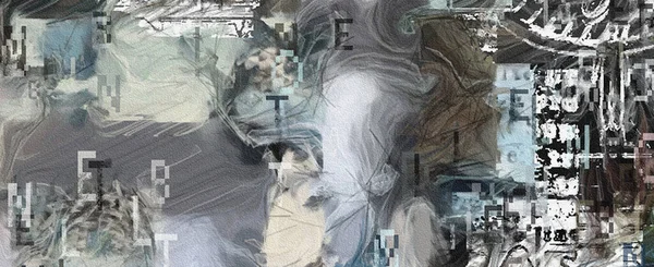 Pintura Abstrata Complexa Texto Pinceladas Face Relógio — Fotografia de Stock