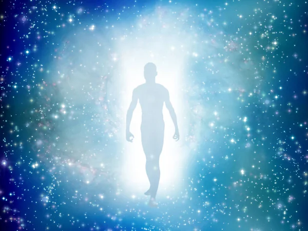 Işıkta insan figürü. 3B görüntüleme