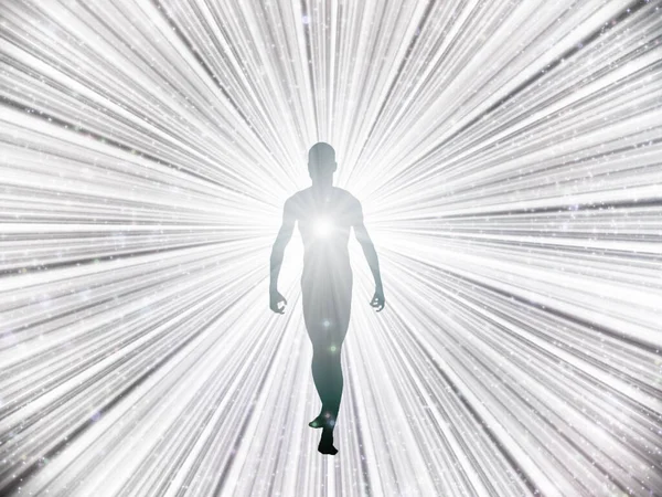 Figure Emerges Light Rendering — Stock Photo, Image
