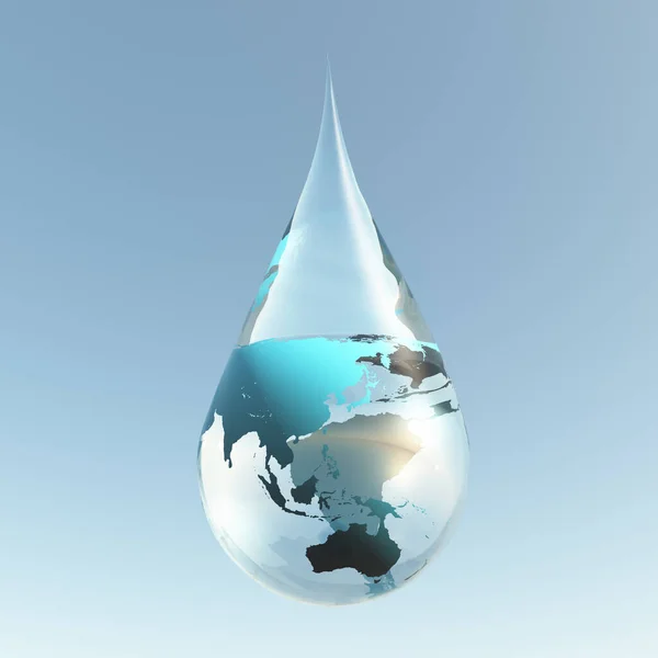 Austrailia Asia Droplet Rendering — Stock Photo, Image