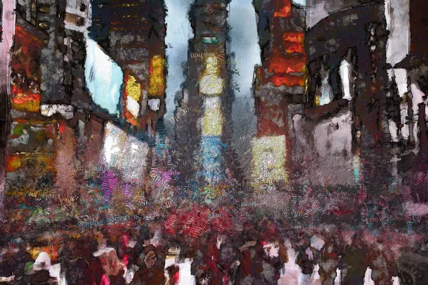 Times Square Surreal Painting Rendering — Stock Photo, Image