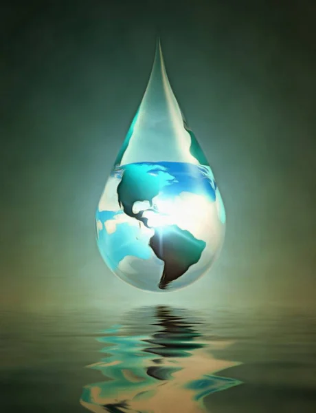 Waterdruppel Met Aarde Binnen — Stockfoto