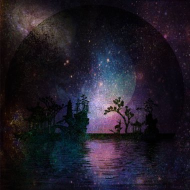 Asya Bahçe Manzarası. 3B görüntüleme