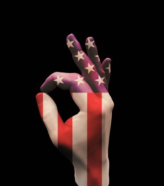 Americas Point Hand Sign. 3D renderin