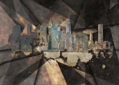 New York. - Manhattan. Modern sanat kolajı. 3B görüntüleme