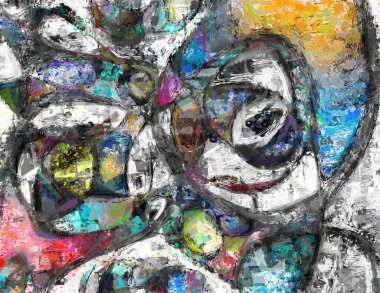 Beyaz, kırmızı, sarı ve mavi kompozisyon. Soğuk renkler