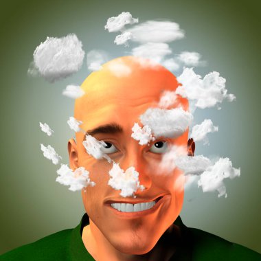 Bulutların içinde. 3B görüntüleme