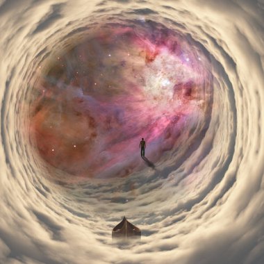 Derin uzay tünelinde bir adam