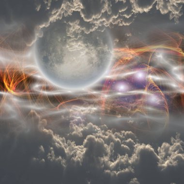 Derin uzay sahnesi. 3B görüntüleme