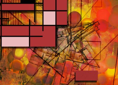 Geometrik şekilli soyutlama. Modern sanat. 3B görüntüleme