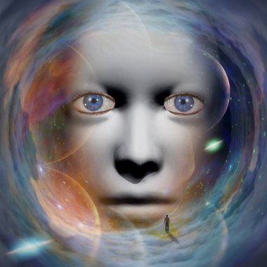 Evrende geçmişi olan bir insan yüzü.