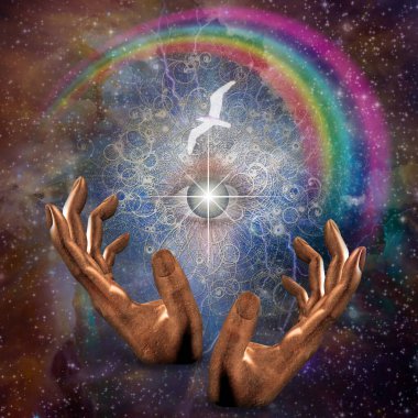 Open hands and beutiful eye