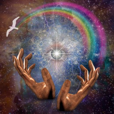 Open hands and beutiful eye