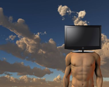 TV Şefi. Gerçeküstü sanat. 3B görüntüleme