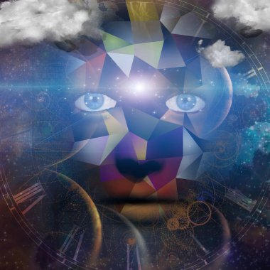 Soyut boşluğu olan renkli insan yüzü