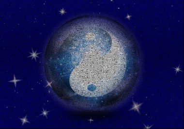 Yin Yang işareti. Kelimeler. 3B görüntüleme