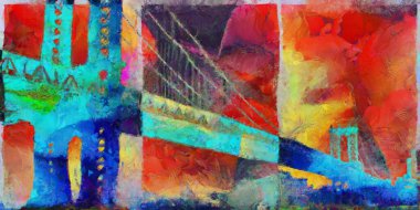 Manhattan Köprüsü. Modern sanat. 3B görüntüleme