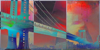 Modern sanat. Manhattan Köprüsü. 3B görüntüleme