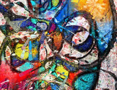 Beyaz, kırmızı, sarı ve mavi kompozisyon. Soğuk renkler