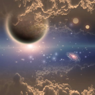 soyut evren uzay gökyüzü, kopyalama alanı için 3d galaksi sanat arkaplanı 