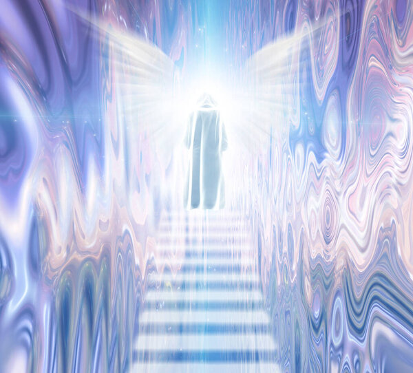 Ангельская фигура в отражающем пространстве