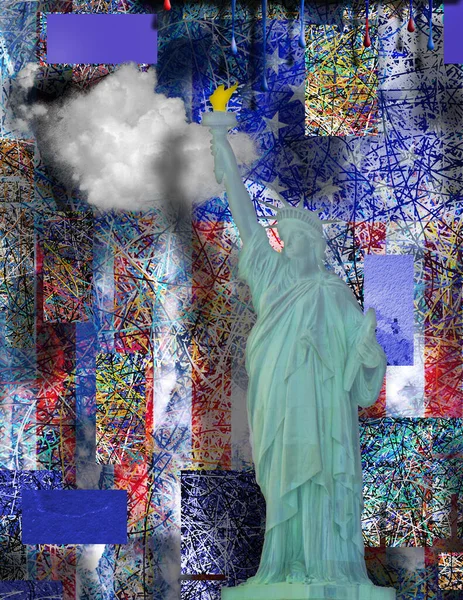 Amerika Nyc Mit Freiheitsstatue Rendering — Stockfoto