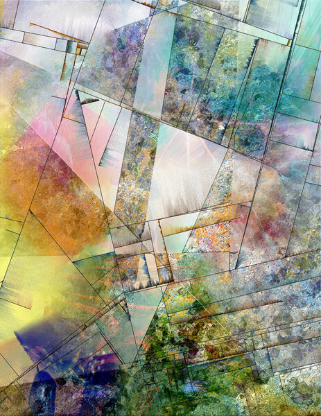 Абстракция накладывающихся друг на друга геометрических лазеек. 3D рендеринг