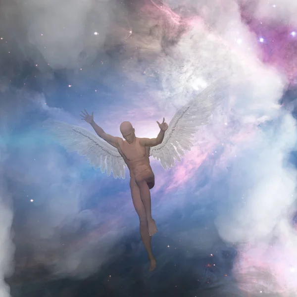 シュル レアリスム 翼を持つ裸の男は 天使を表します — ストック写真