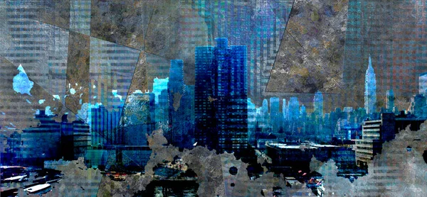 New York Abstract Grunge Colors Rendering — 图库照片