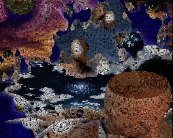Abstrakt Målning Maze Människans Huvud Dali Stil — Stockfoto