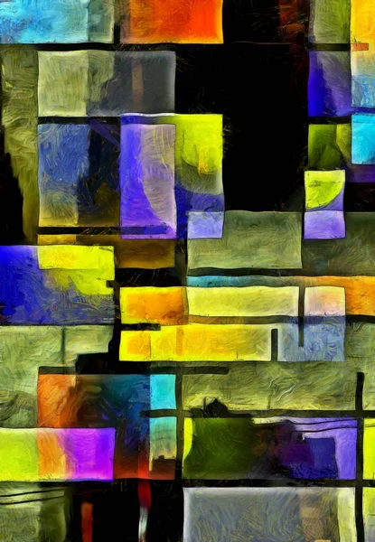 Pintura Abstrata Estilo Mondriano — Fotografia de Stock