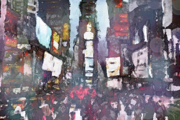 Times Square Surreal Painting Rendering — Stock Photo, Image