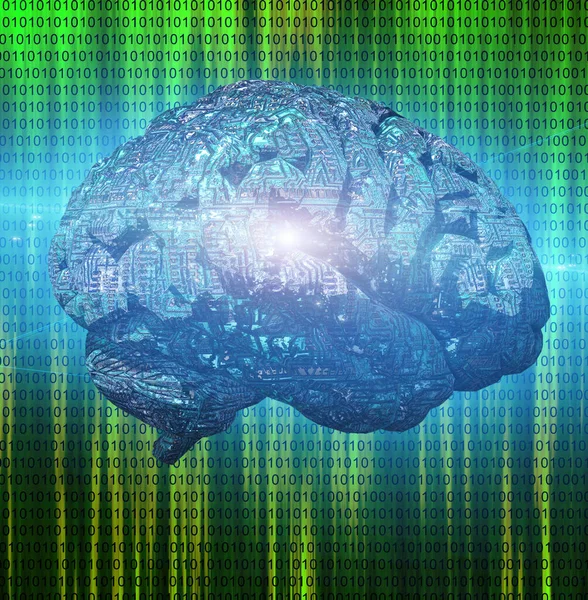 Electronic Brain Circuit Rendering — Stock Photo, Image