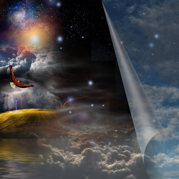 Another world behind sky's curtain.