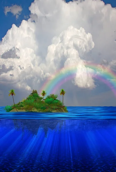 浮かぶ島 現代美術 3Dレンダリング — ストック写真
