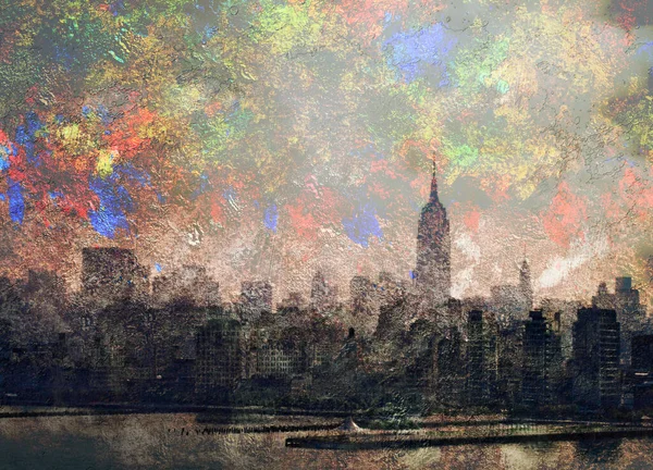 Panorama Nueva York Arte Moderno Renderizado — Foto de Stock