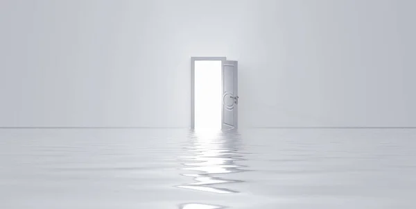 Doorway Flooded White Room — Stock Photo, Image