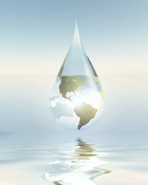 Planet Earth Water Drop Rendering — 图库照片