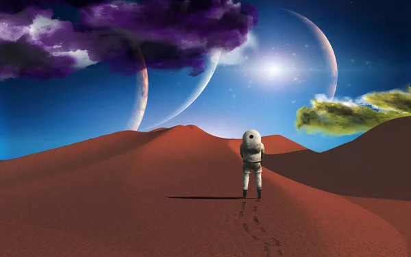 Astronaut Another Planet — Stock Photo, Image